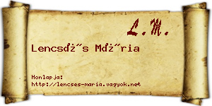 Lencsés Mária névjegykártya
