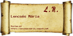 Lencsés Mária névjegykártya